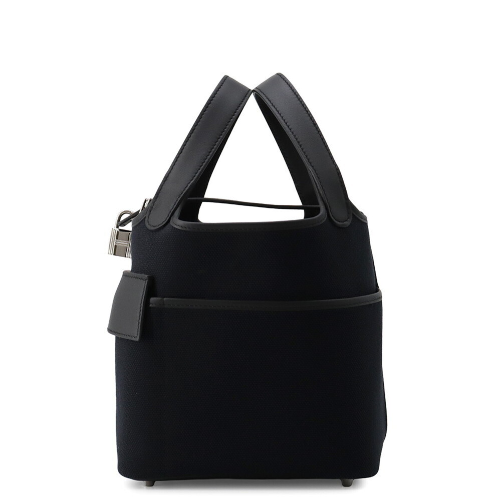 Hermes Picotin Lock PM Cargo Handbag, Black, Toile Goelan Swift, W Stamp, Loc...